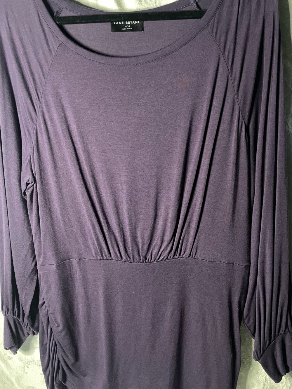 Lane Bryant Deep Plum Long-Sleeve Gathered Waist Top Size-14/16